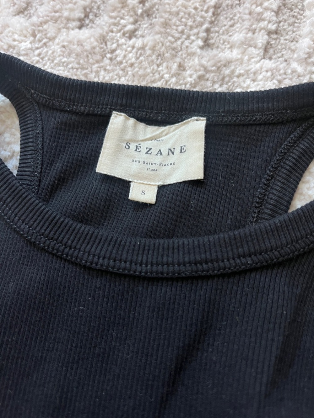 Sezane Black Ribbed Racerback Tank - Picture 2 of 4